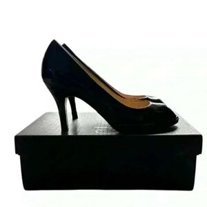 Cole Haan Collection Carma Black Patent Leather Peep Toe Pumps Sz 8.0 C